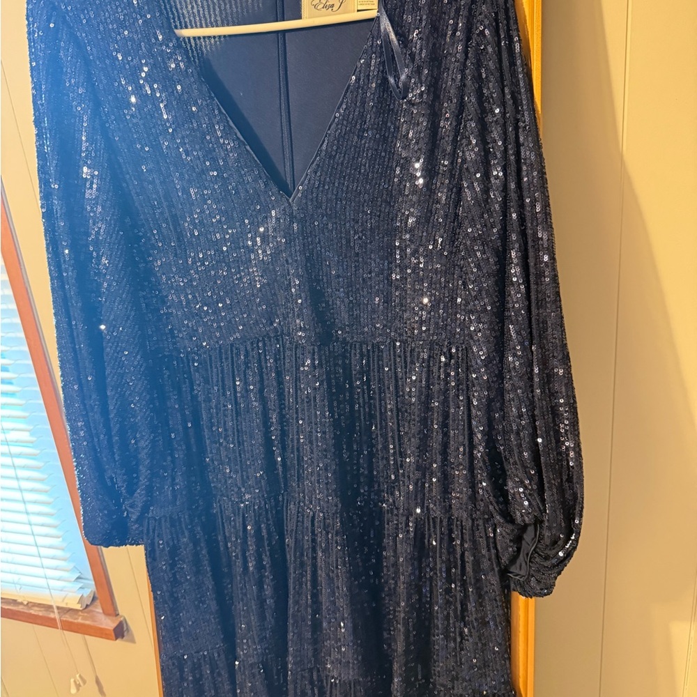 Eliza J Midnight Blue Sequin Dress